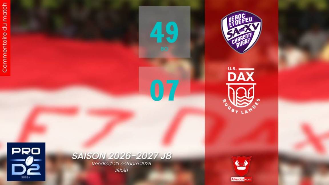 PROD2 2026-2027 J8 : ANGOULEME - DAX